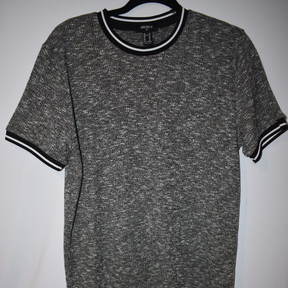 Forever 21 Marled Ringer Men's Tee‎ Black and White Size M